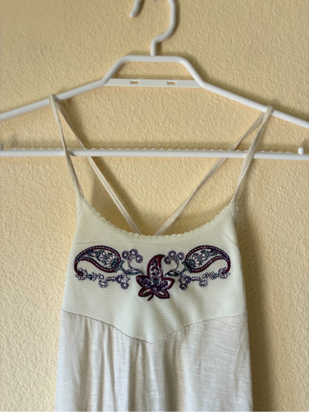 Harlow Y2K Paisley Embroidered Flowy Cami Tank Top Boho Fairycore Cottagecore - Picture 5 of 8